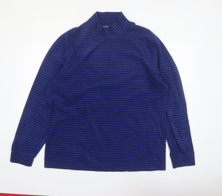 Uniqlo Men’s Blue Striped HEATTECH High Neck Long Sleeve Top 2XL