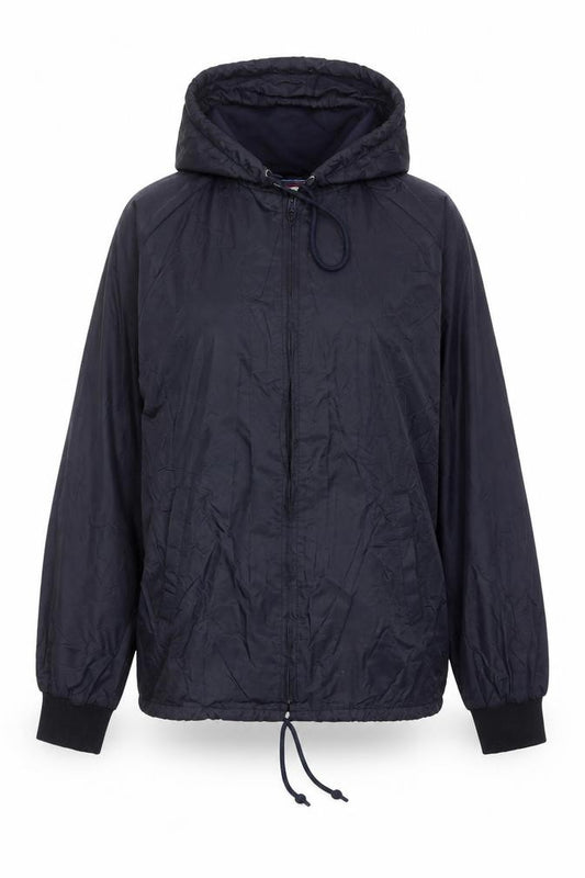Front view of Champion Women's Blue S Hooded Windbreaker Jacket