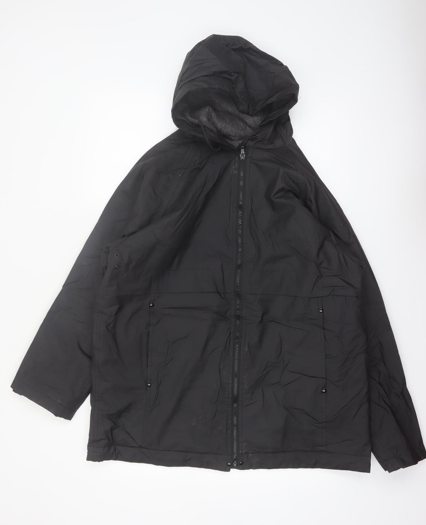 Misty Harbor Men's Black Hooded Waterproof Mid-Length Jacket Size M
