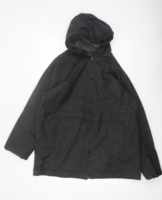 Misty Harbor Men's Black Hooded Waterproof Mid-Length Jacket Size M