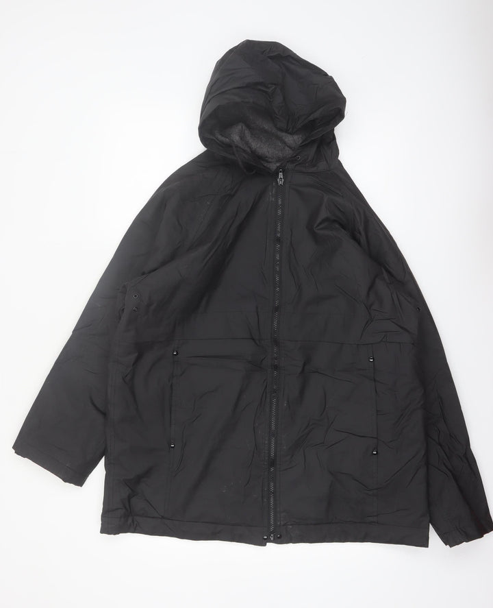 Misty Harbor Men's Black Hooded Waterproof Mid-Length Jacket Size M