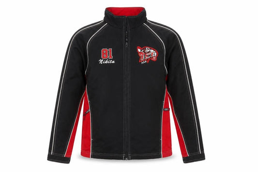 Front view of Canada Sportswear Men’s Black Red Softshell Hockey Jacket, size S