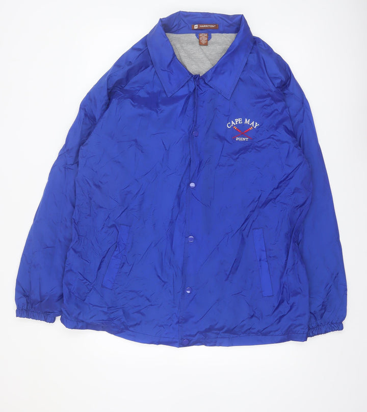 Harriton Men's Blue XL Nylon Coach Jacket Lined Casual Lightweight