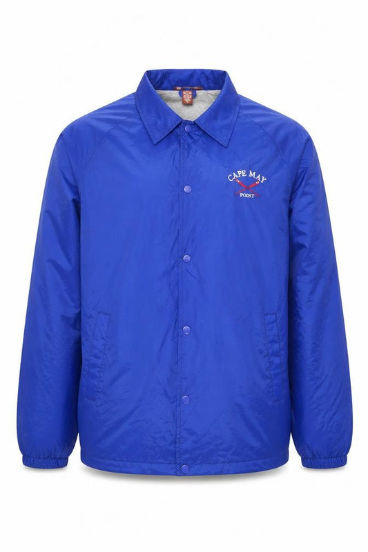 Front view of Harriton Men's Blue XL Nylon Coach Jacket Lined Casual Lightweight