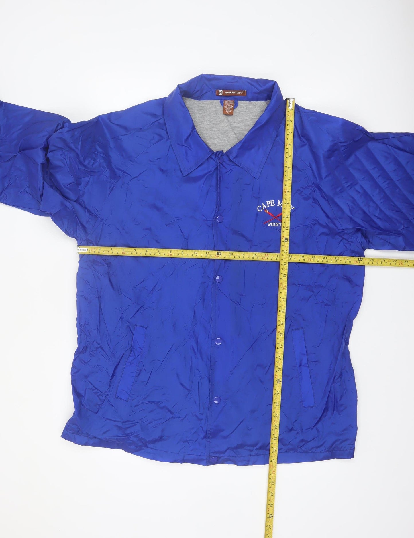 Harriton Men's Blue XL Nylon Coach Jacket Lined Casual Lightweight