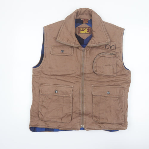 Branded Lion Men’s Brown L Padded Ramie Cotton Waistcoat Vest