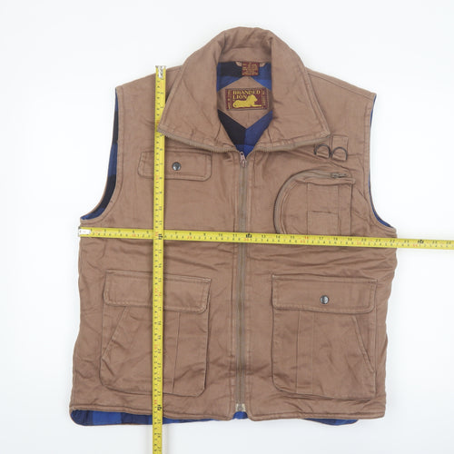 Branded Lion Men’s Brown L Padded Ramie Cotton Waistcoat Vest