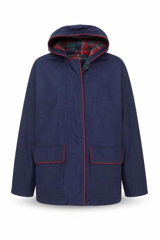 Front view of Misty Harbor Men’s Blue Waterproof Hooded Rain Coat S