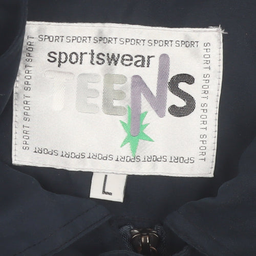 Teens Blue Polyester Casual Basic Jacket Lined Size L