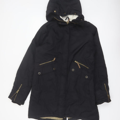 Trespass Womens Black Waterproof Parka Coat UK 12 Hooded Long