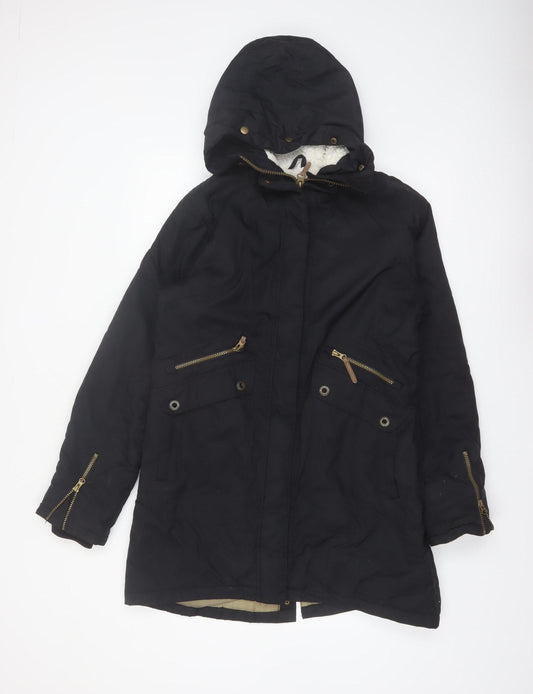 Trespass Womens Black Waterproof Parka Coat UK 12 Hooded Long