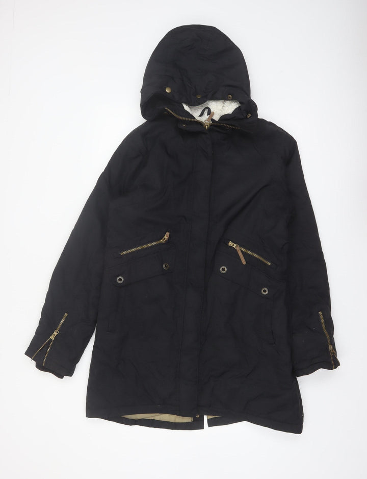 Trespass Womens Black Waterproof Parka Coat UK 12 Hooded Long