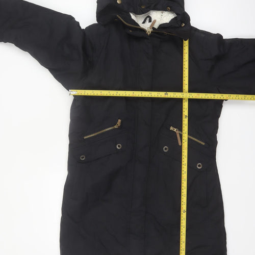 Trespass Womens Black Waterproof Parka Coat UK 12 Hooded Long