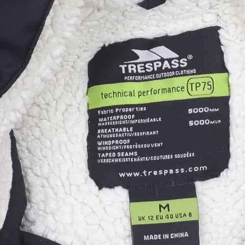 Trespass Womens Black Waterproof Parka Coat UK 12 Hooded Long