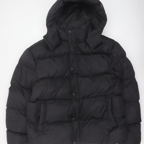 ASOS DESIGN Women’s Black 2XL Puffer Jacket Hooded Winter Coat
