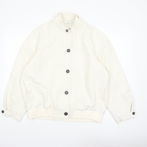 Marks and Spencer Men's Ivory Bomber Jacket Size M Polyester Button-Up
