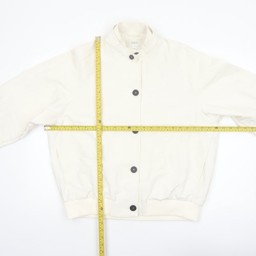 Marks and Spencer Men's Ivory Bomber Jacket Size M Polyester Button-Up