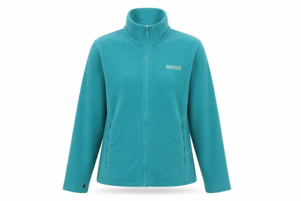 Front view of Regatta Women's Green Fleece Full Zip Jacket UK 12