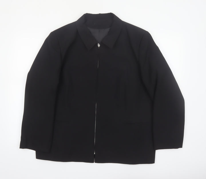 Bonmarché Women's Black Plus Size 22 Classic Lined Zip Jacket