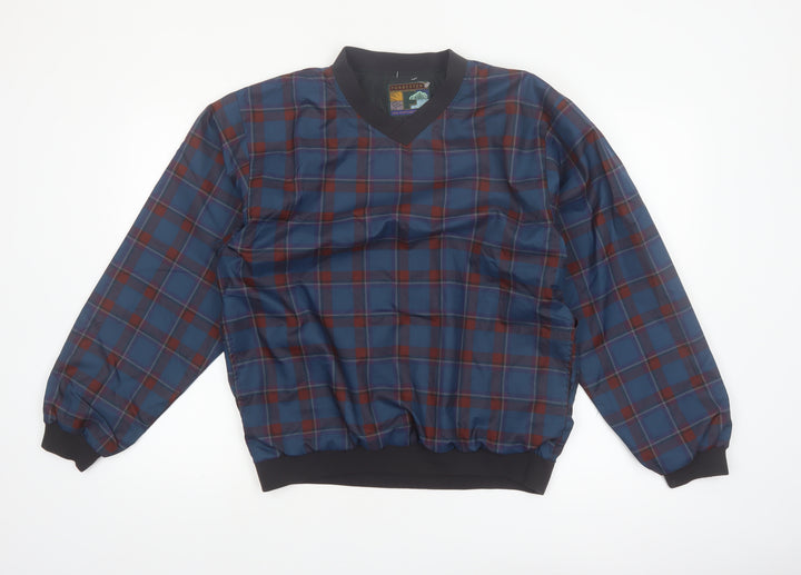 Forrester Men's Blue Plaid V-Neck Pullover Sweatshirt Size S