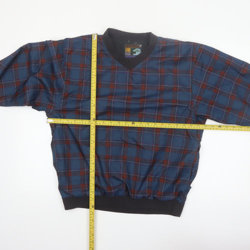 Forrester Men's Blue Plaid V-Neck Pullover Sweatshirt Size S