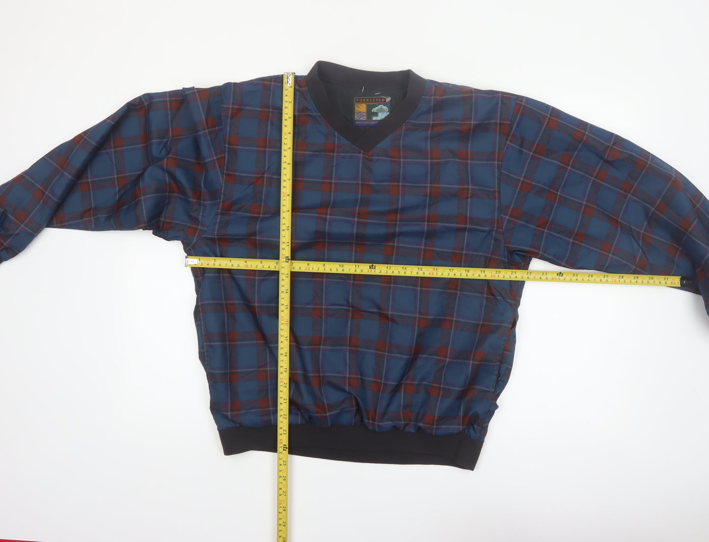 Forrester Men's Blue Plaid V-Neck Pullover Sweatshirt Size S
