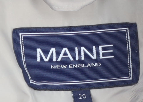 Maine New England Women's Beige Quilted Jacket Size 20 Faux Fur Collar