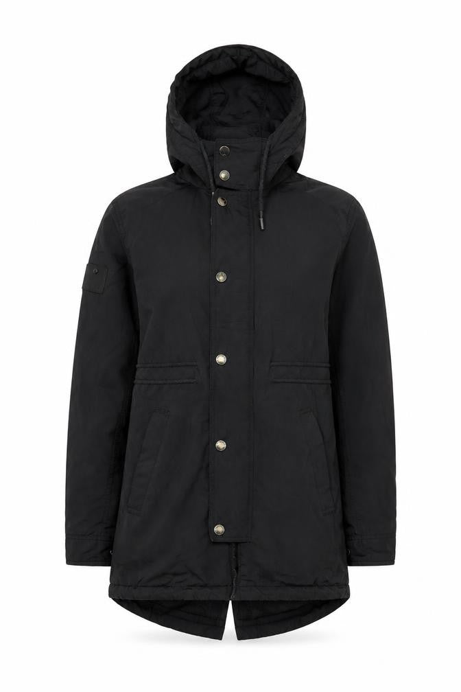 Superdry Women's Black Parka Jacket Size S Hooded Water Resistant