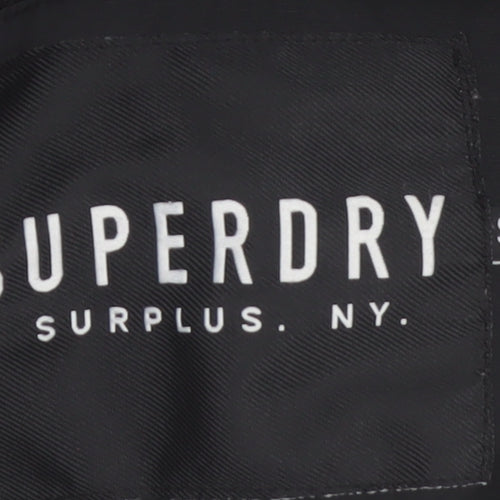 Superdry Women's Black Parka Jacket Size S Hooded Water Resistant