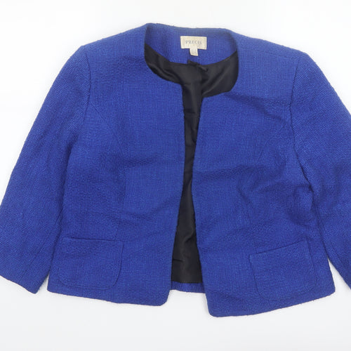 Precis Women's Blue Bouclé Cropped Blazer Jacket UK 14