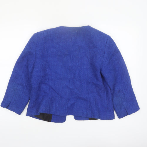 Precis Women's Blue Bouclé Cropped Blazer Jacket UK 14