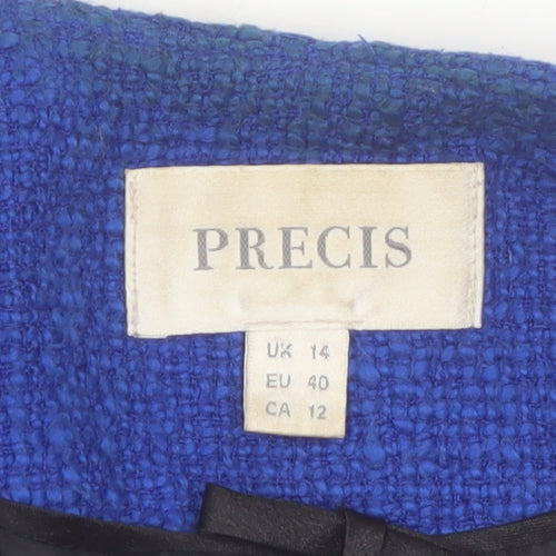 Precis Women's Blue Bouclé Cropped Blazer Jacket UK 14