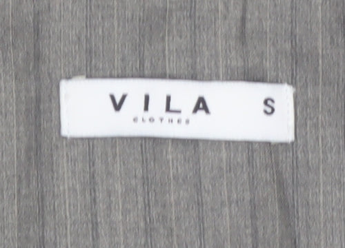 Vila Women’s Grey Pinstripe Waistcoat Size S Lined Belted