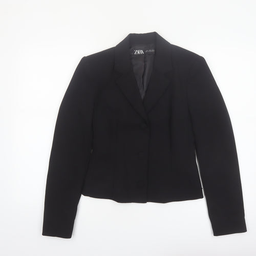 Zara Women's Black Slim Fit Single-Breasted Blazer Jacket S