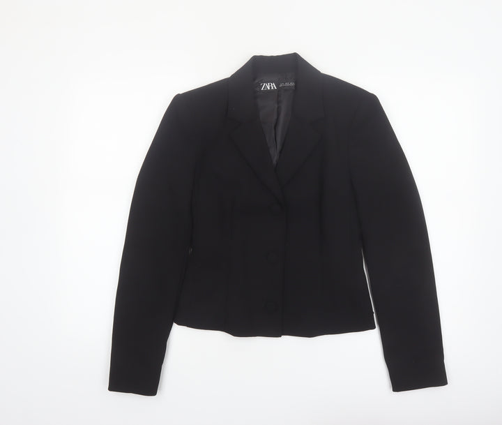 Zara Women's Black Slim Fit Single-Breasted Blazer Jacket S