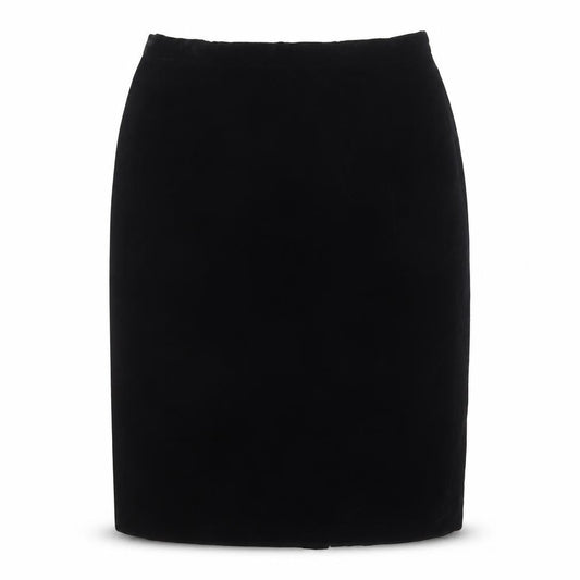 Front view of Chaus Women's Black Velvet Pencil Skirt, size 10, High Waist