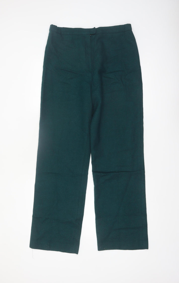 Country Suburbans Women Dark Green Wool Straight Trousers Size 14