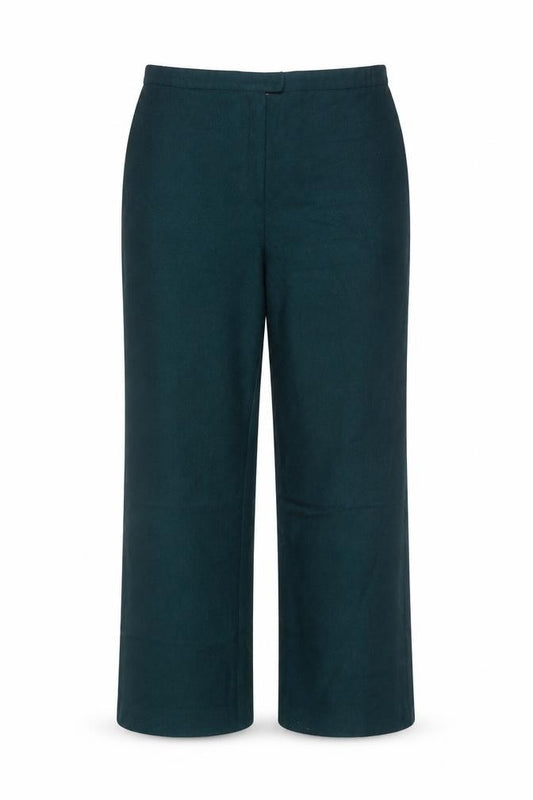 Front view of Country Suburbans Women Dark Green Wool Straight Trousers, size 14