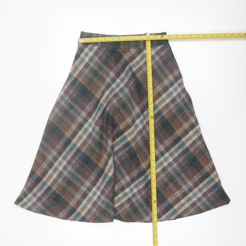 Bryn Mawr Womens Multicoloured Plaid Wool A-Line Midi Skirt Size 8