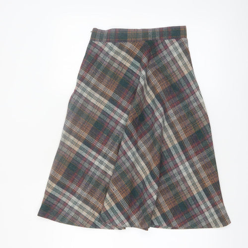 Bryn Mawr Womens Multicoloured Plaid Wool A-Line Midi Skirt Size 8