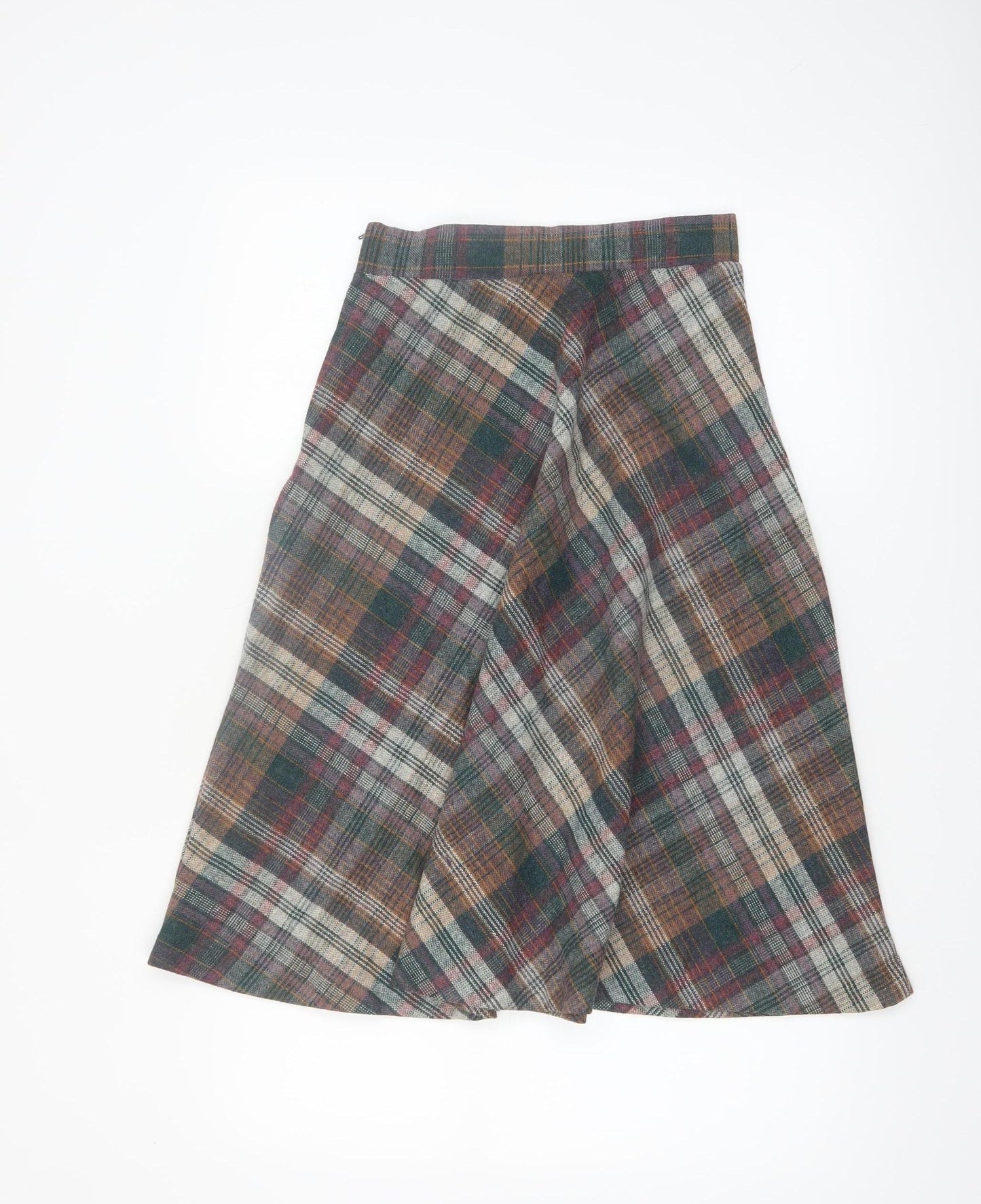 Bryn Mawr Womens Multicoloured Plaid Wool A-Line Midi Skirt Size 8