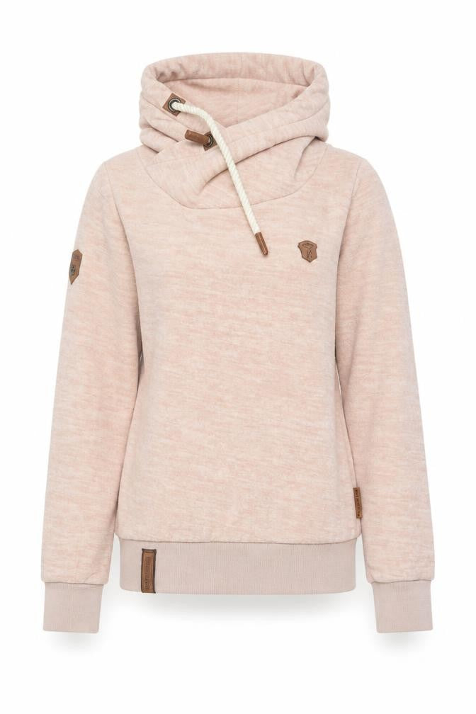 Front view of Naketano Women’s Beige Hooded Pullover Sweatshirt Small Polyester Casual