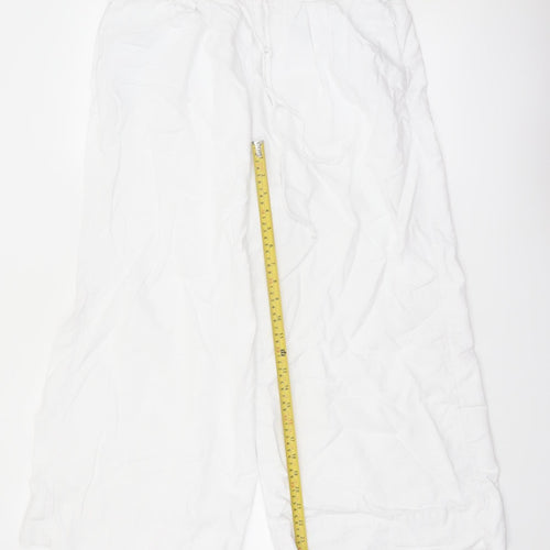 Marks and Spencer Women’s White Linen Blend Wide-Leg Trousers Size 16 X Short