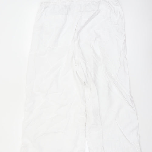 Marks and Spencer Women’s White Linen Blend Wide-Leg Trousers Size 16 X Short
