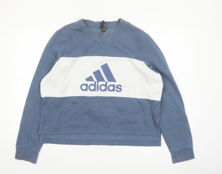 Adidas Women Blue & White Crew Neck Pullover Sweatshirt XL 20-22