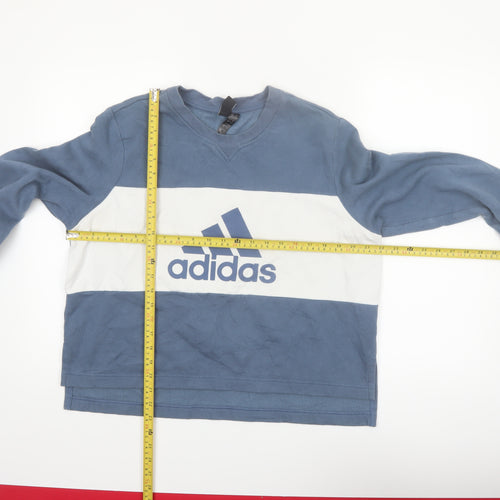 Adidas Women Blue & White Crew Neck Pullover Sweatshirt XL 20-22
