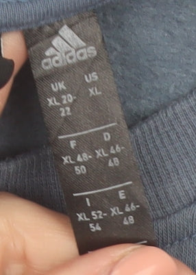 Adidas Women Blue & White Crew Neck Pullover Sweatshirt XL 20-22