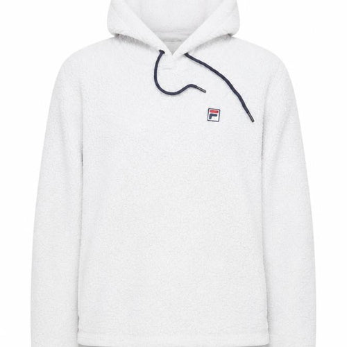 FILA Women White Fleece Pullover Hoodie Size M Relaxed Fit