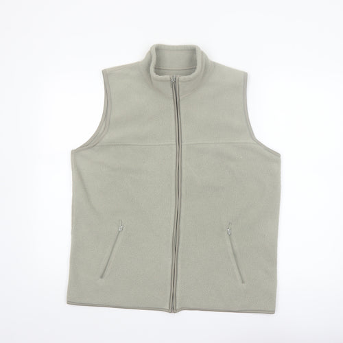 EWM Women Beige Fleece Bodywarmer Waistcoat Size 14 Regular Zip Style