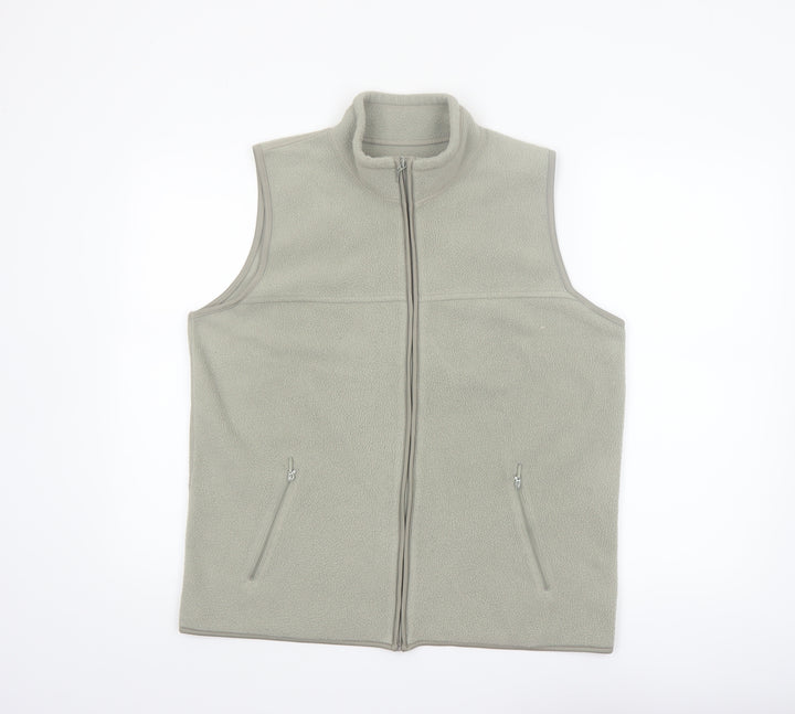 EWM Women Beige Fleece Bodywarmer Waistcoat Size 14 Regular Zip Style